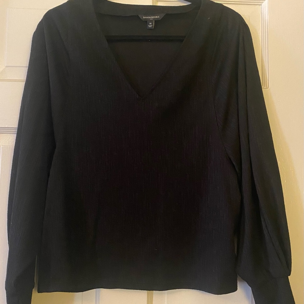 Banana Republic Elegant Black V-Neck Blouse